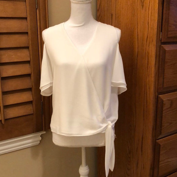 Naked Zebra Tops - Naked Zebra off white cold shoulder blouse size S
